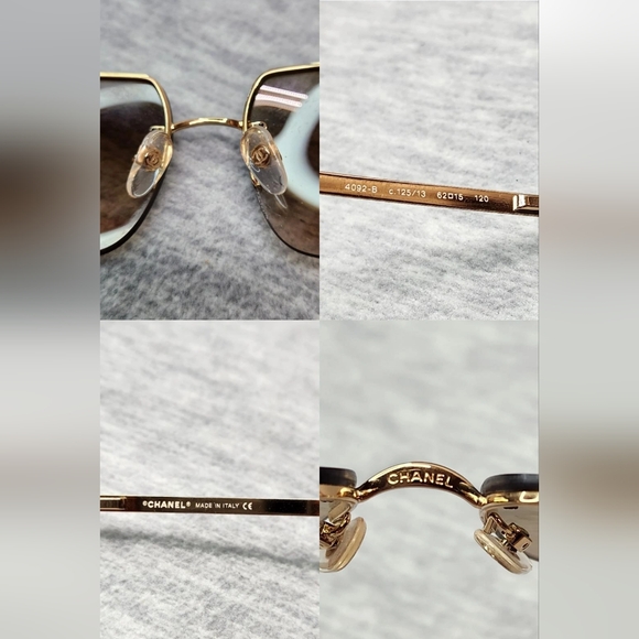 Vintage Authentic Chanel Rhinestone CC Rimless Gradient Gold Sunglasses 4092B - Picture 13 of 15